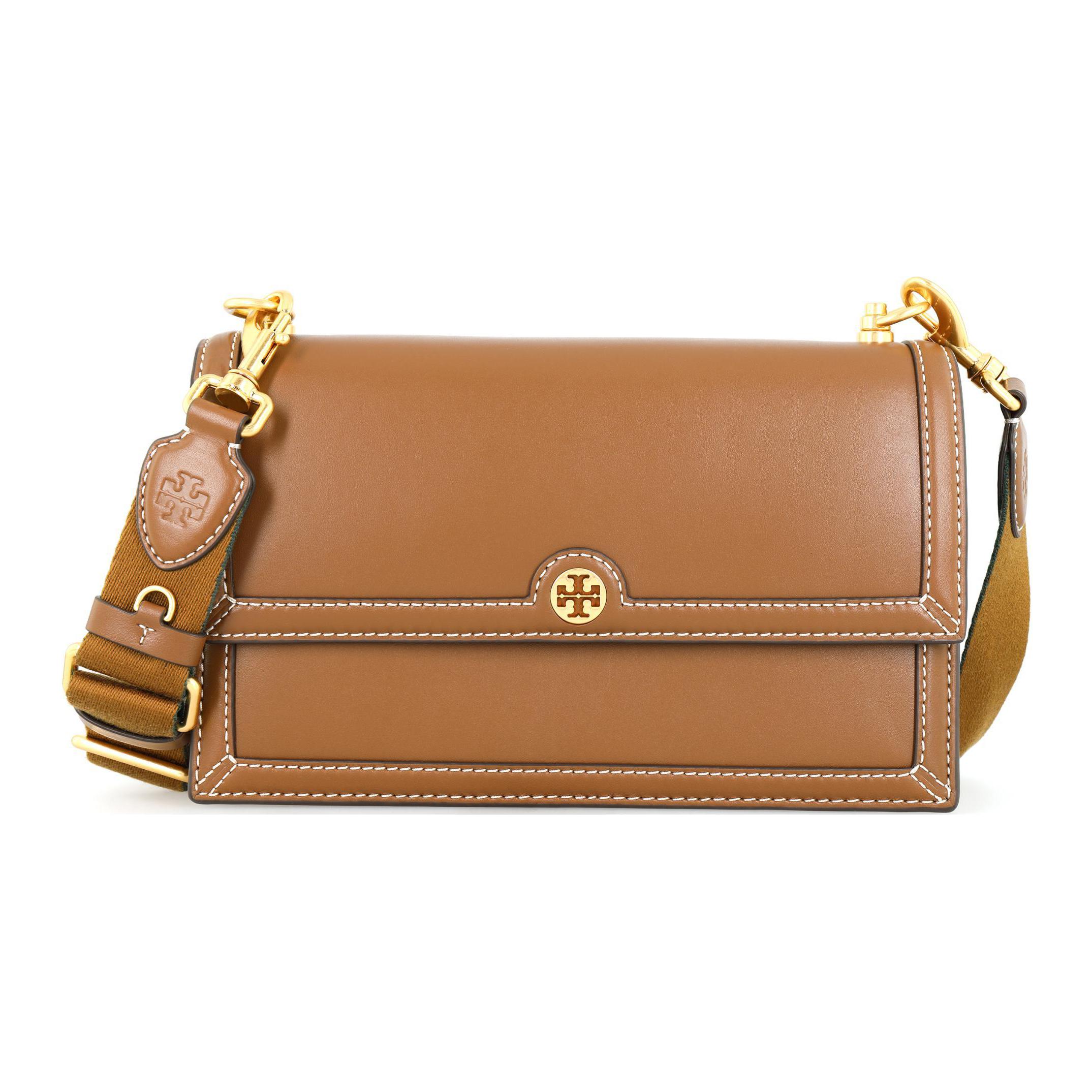 

Сумка через плечо T Monogram из кожи карамельно-коричневого цвета Tory Burch