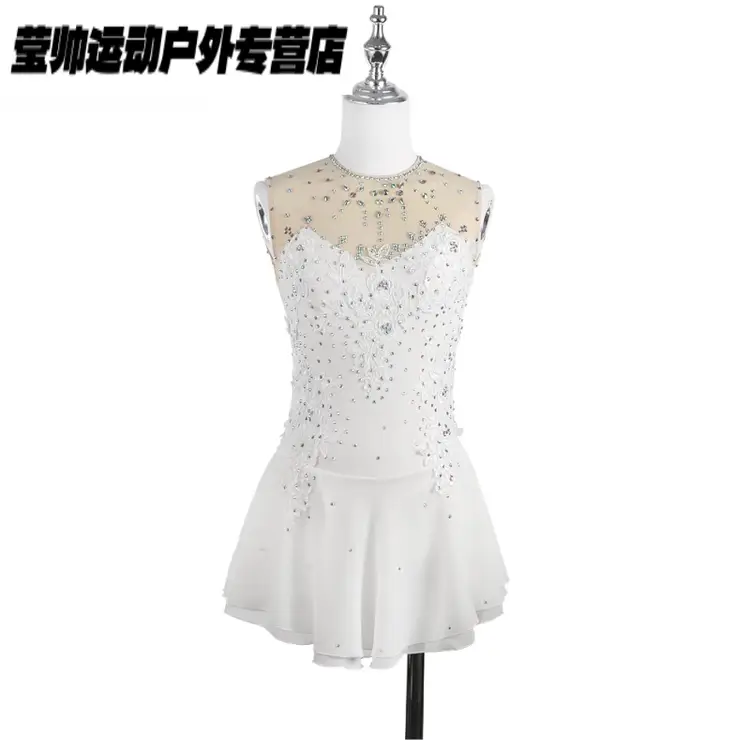 

HEAD Платье для фигурного катания для девочек, белое без рукавов с 3D цветочным принтом, цвет navy blue, размер 2XL