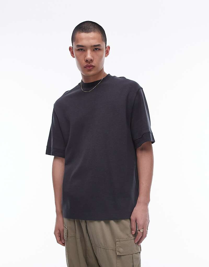 

Topman – Качественная мягкая футболка oversize антрацитового цвета