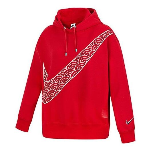 

Свитер cny new year's edition hoodie fleece loose knit sports gym red Nike, красный