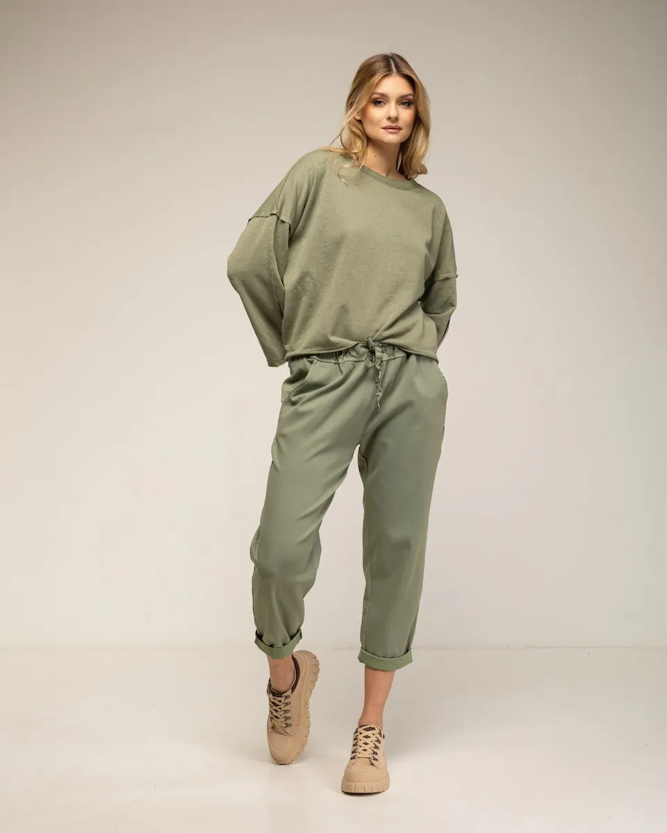 

Женские спортивные брюки с эластичной талией Tantra, цвет Verde Militar