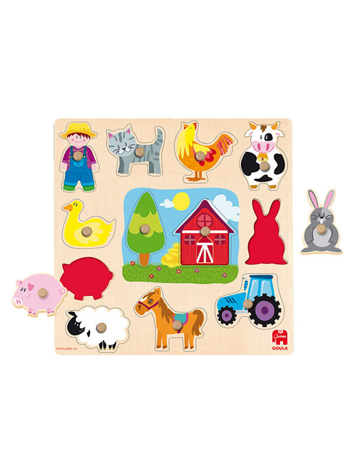 

Jumbo Деревянный пазл «Ферма» из 12 деталей разных цветов - для детей от 2 лет и старше