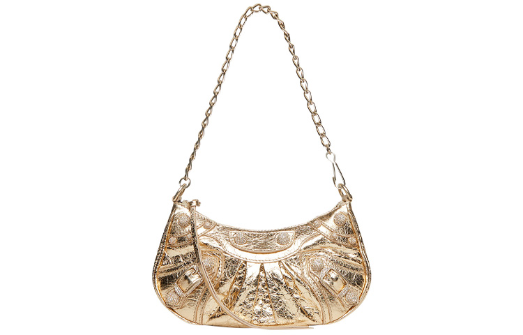 

Le Cagole Кожаная Мотосумка Пельмень Сумка Женская Мини Светло-Золотая Balenciaga