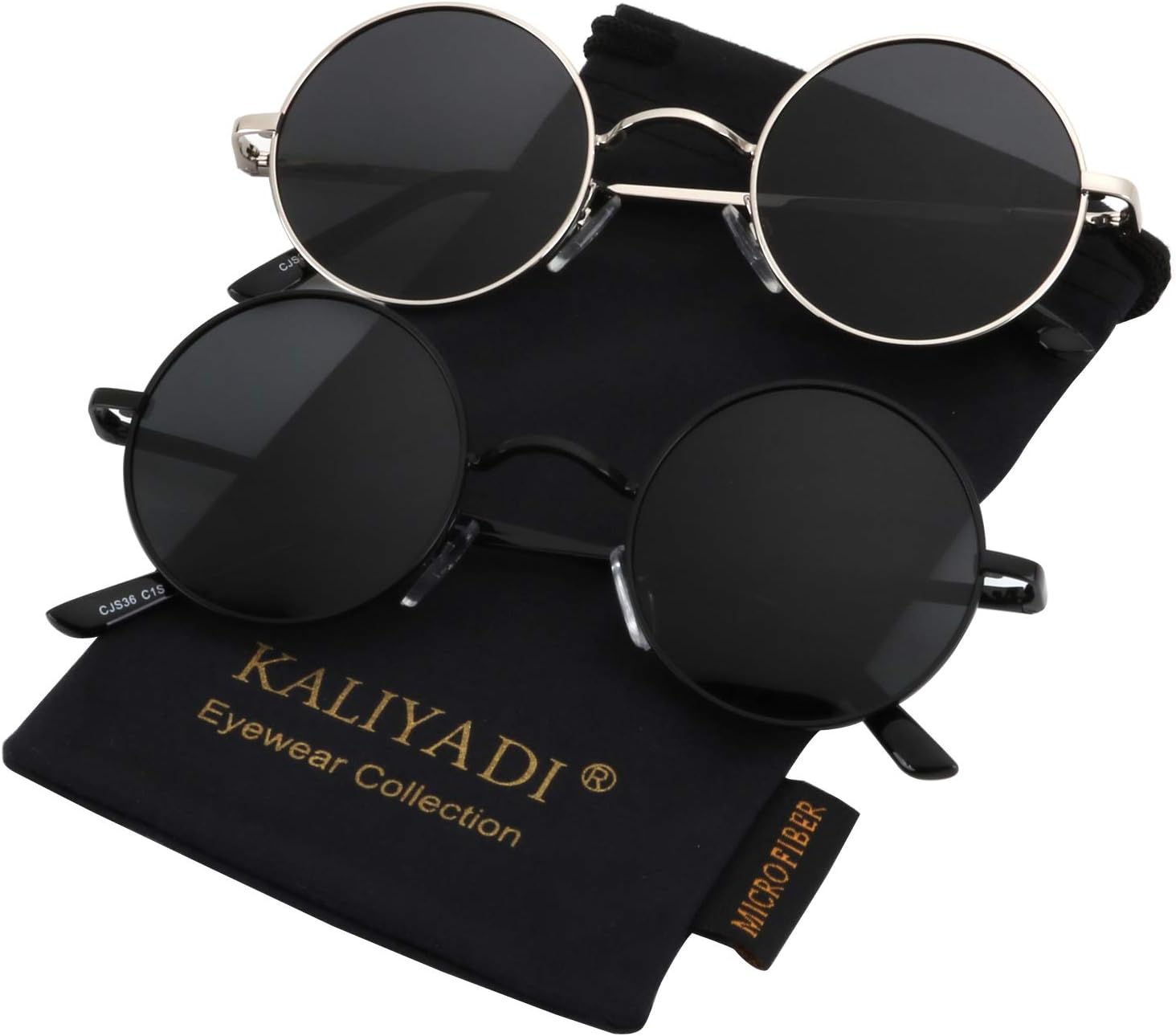 

Круглые поляризованные солнцезащитные очки KALIYADI для мужчин и женщин в стиле ретро с металлическим ремешком и эффектом хиппи, защита от УФ-излучения, B13-black Frame Black Lens + Silvery Frame Black Lens