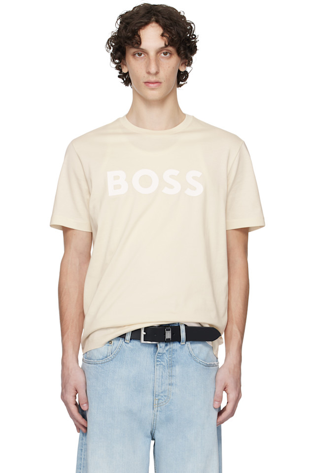 

Хлопковая футболка с логотипом из джерси Boss, белый