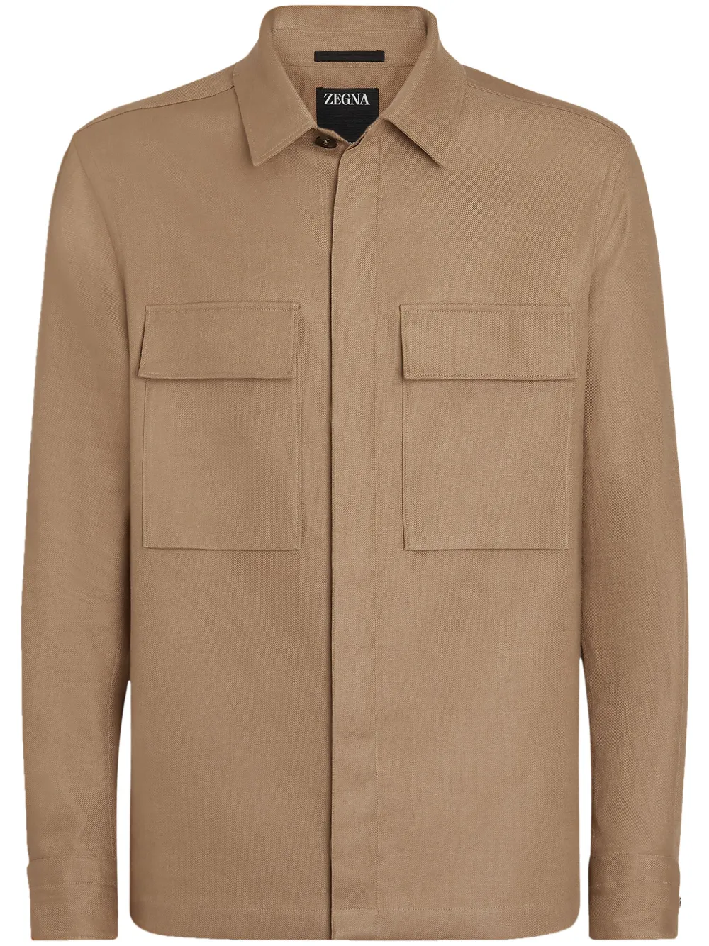 

Льняная куртка-рубашка на пуговицах Zegna, коричневый