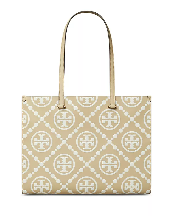 

Сумка-Тоут из контрастной кожи с монограммой Т Tory Burch, бежевый