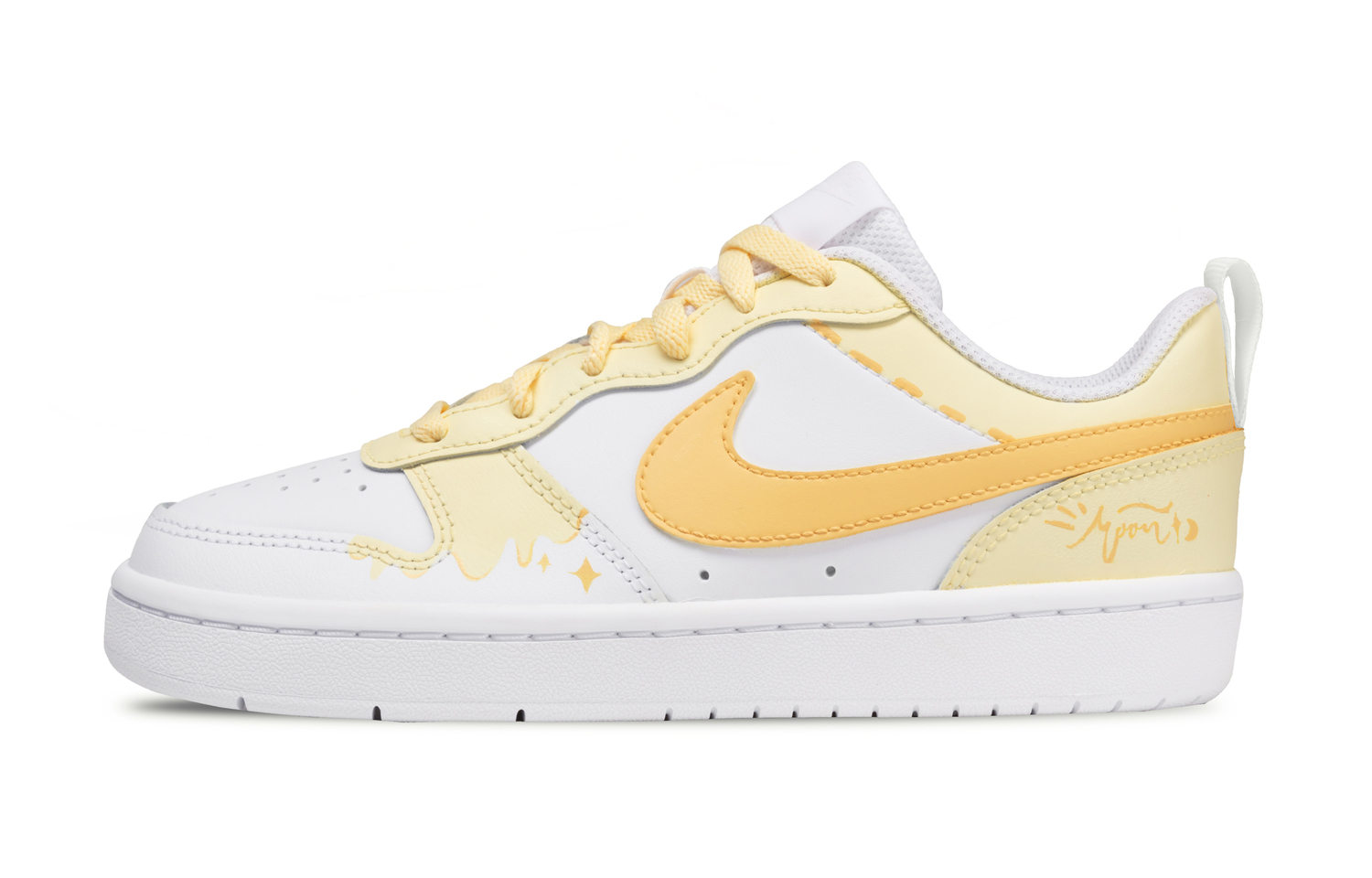 

Nike Court Borough устойчивые к истиранию нескользящие амортизаторы низкие детские скейтбординг кроссовки Yellow для подростков