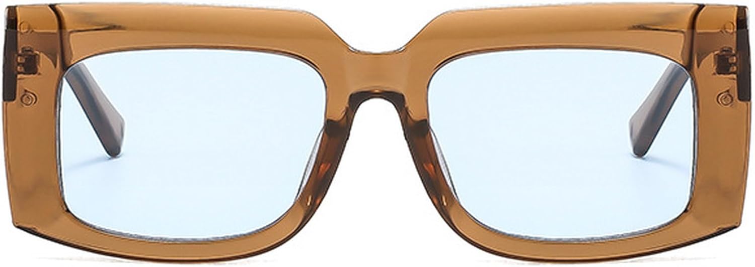 

Модные квадратные солнцезащитные очки для женщин, защита от УФ-излучения UV400, винтажные панк-очки для мужчин, простой стиль, женские солнцезащитные очки mincl, Brown Blue