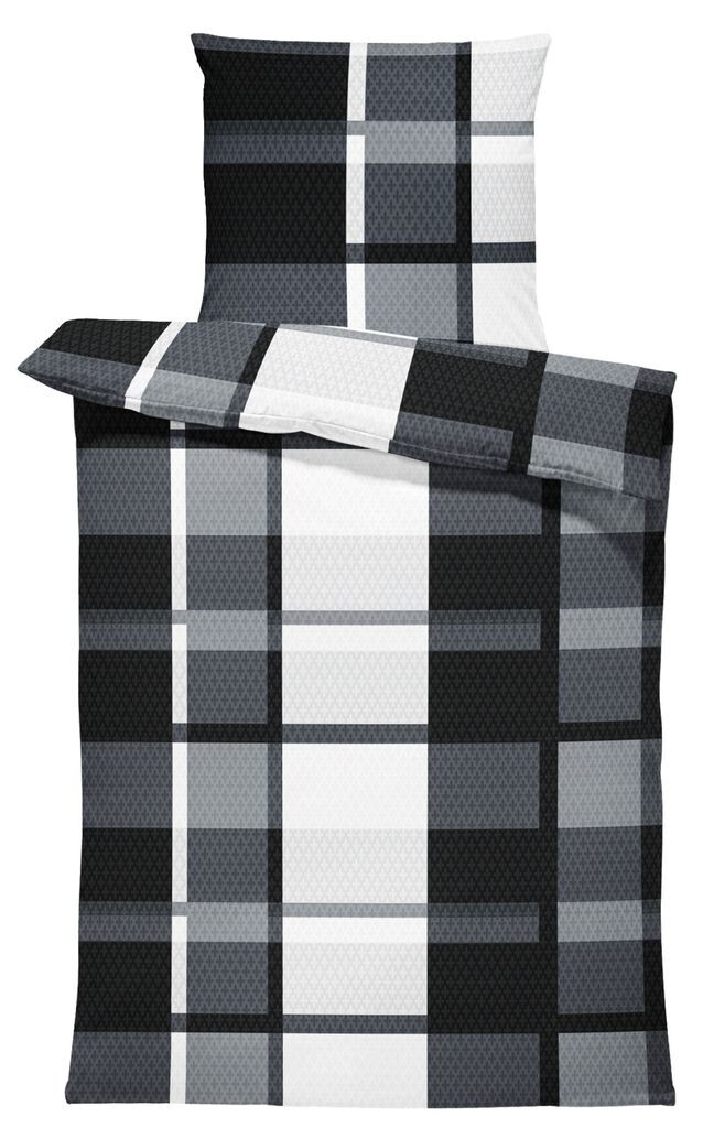 

Постельное белье 135х200 см в клетку в полоску черно-серо-белый современный микрофибра One-Home