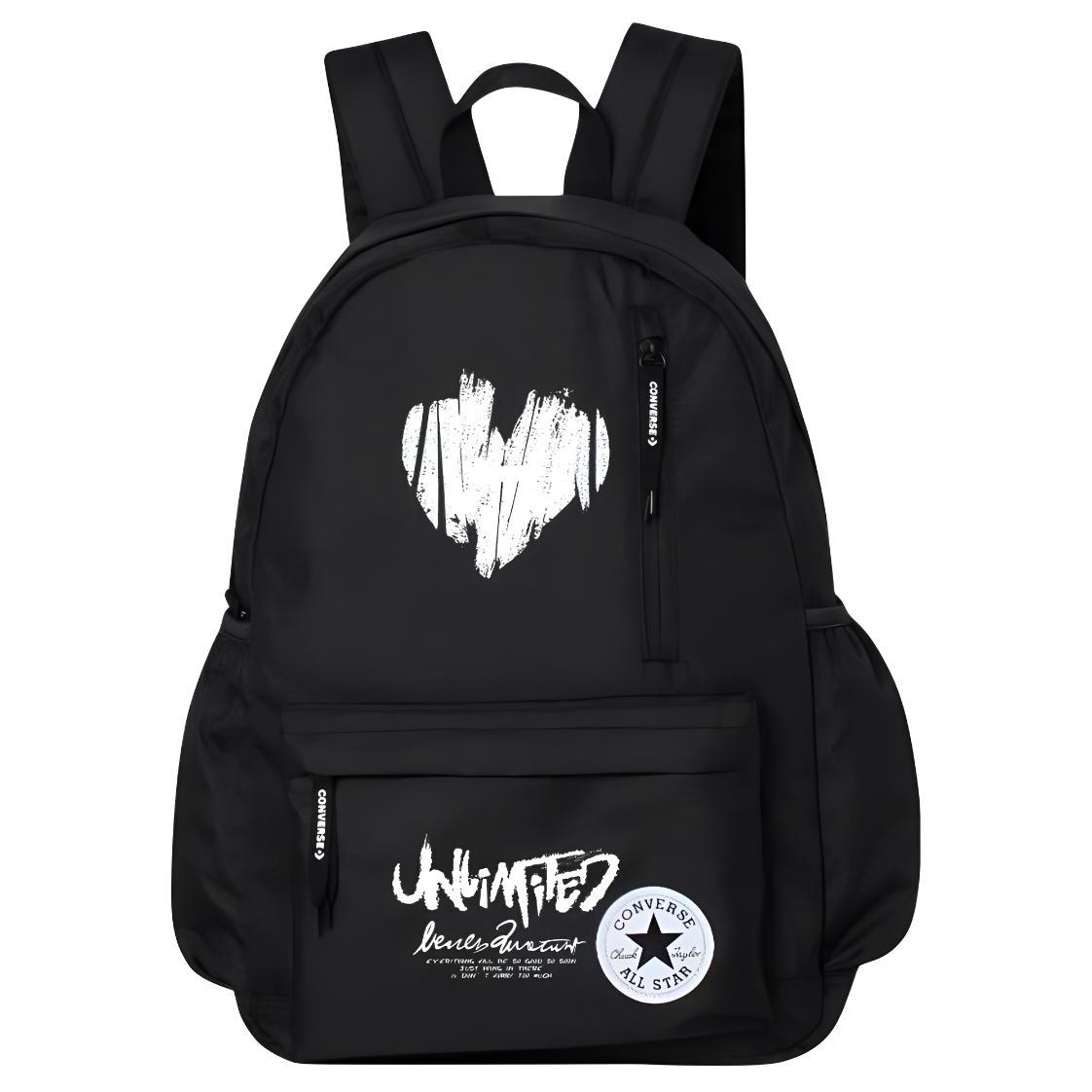 

Converse Полиэстеровый рюкзак обычный унисекс черный, Graffiti Heart Pattern