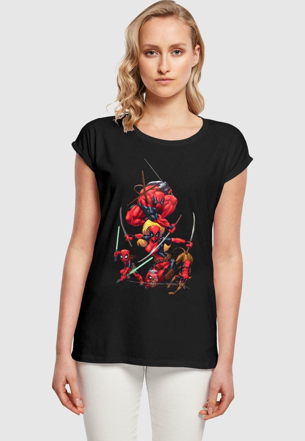 

Футболка с принтом DEADPOOL FAMILY GROUP SWORDS ABSOLUTE CULT, черный