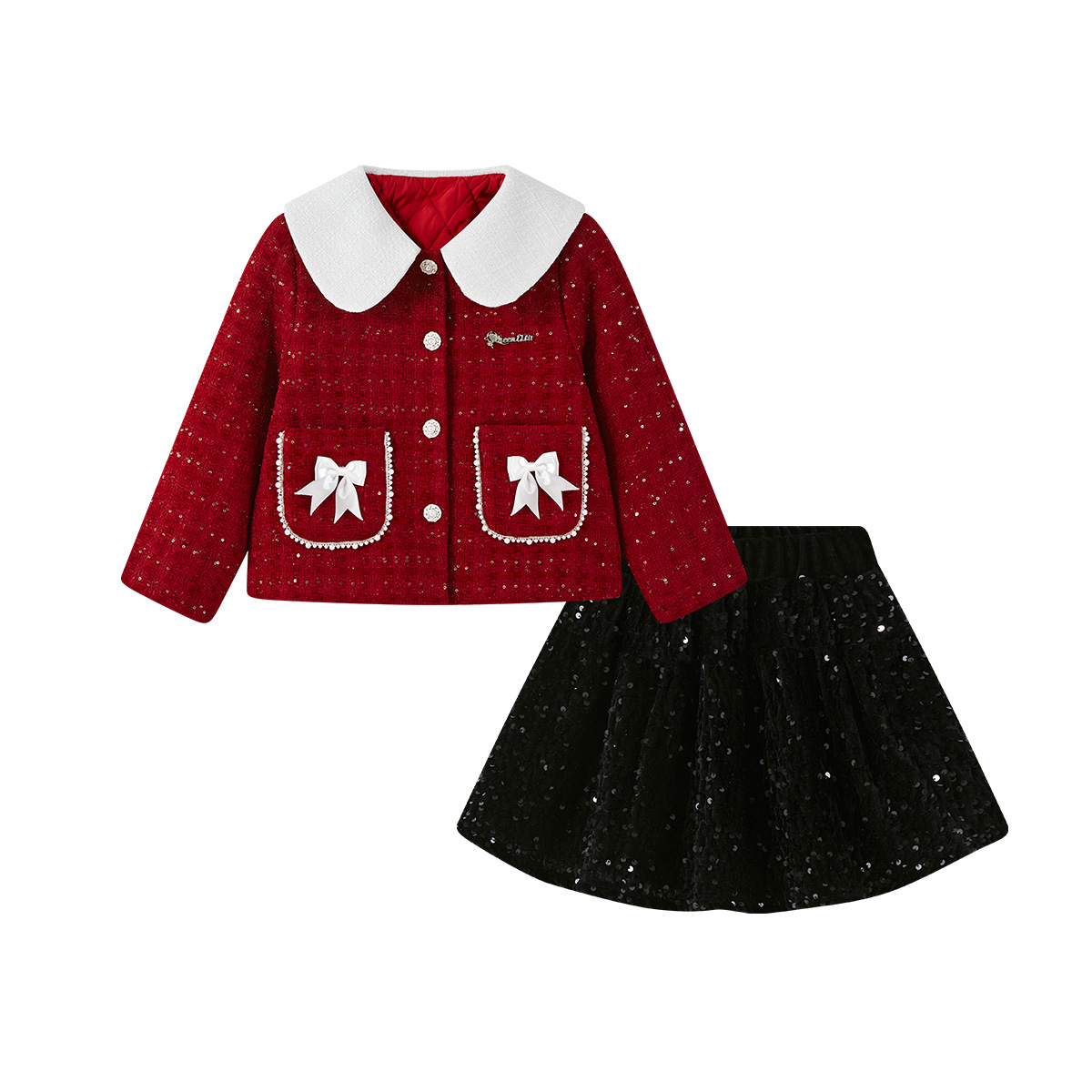 

Детский комплект из двух предметов: юбка с лацканом и утолщенные шорты Disney, red