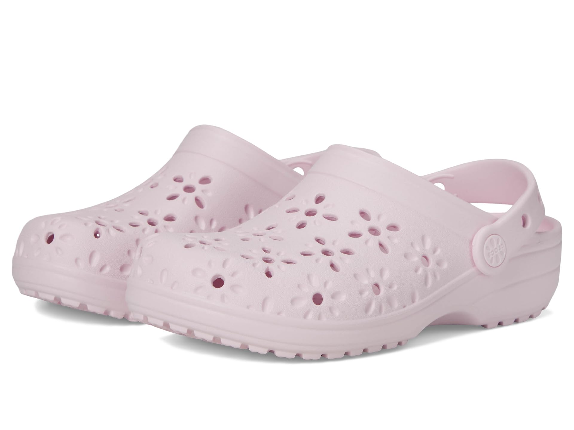 Туфли Crocs Kids Classic Clogs with Floral Cut Out Design, цвет Pink Milk