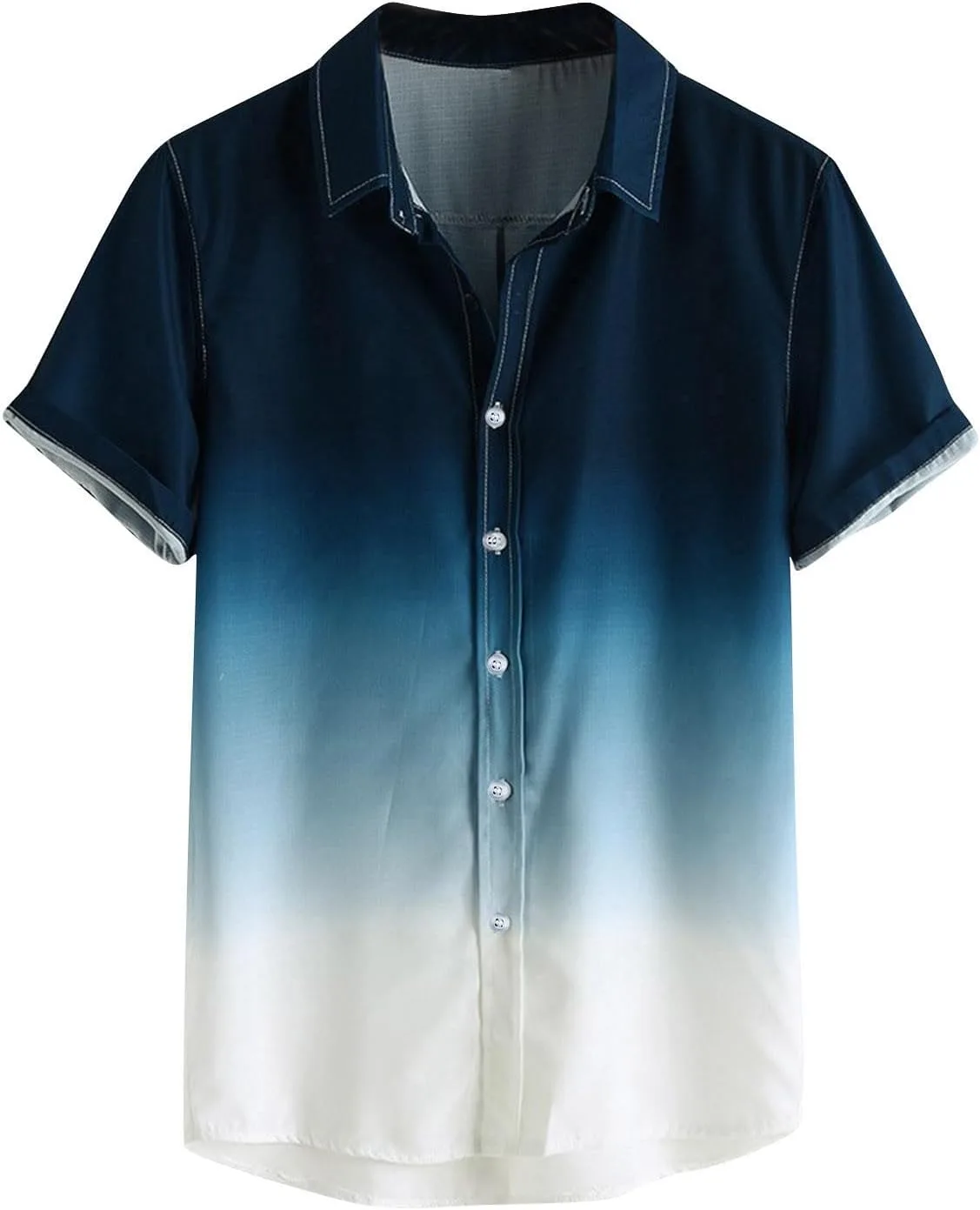 

Классическая рубашка для боулинга с градиентом, свободного кроя, с короткими рукавами QUNPIU