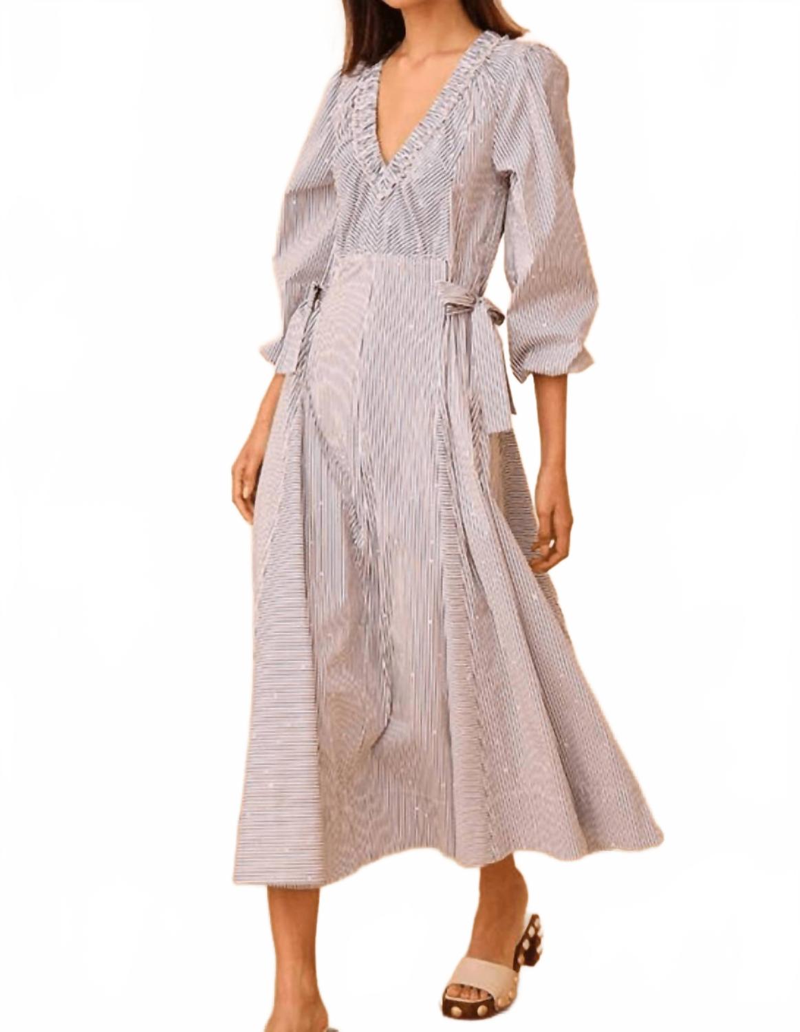 

Платье миди Vera с вышитой полоской в ​​стиле «крокет» HUNTER BELL, embellished croquet stripe