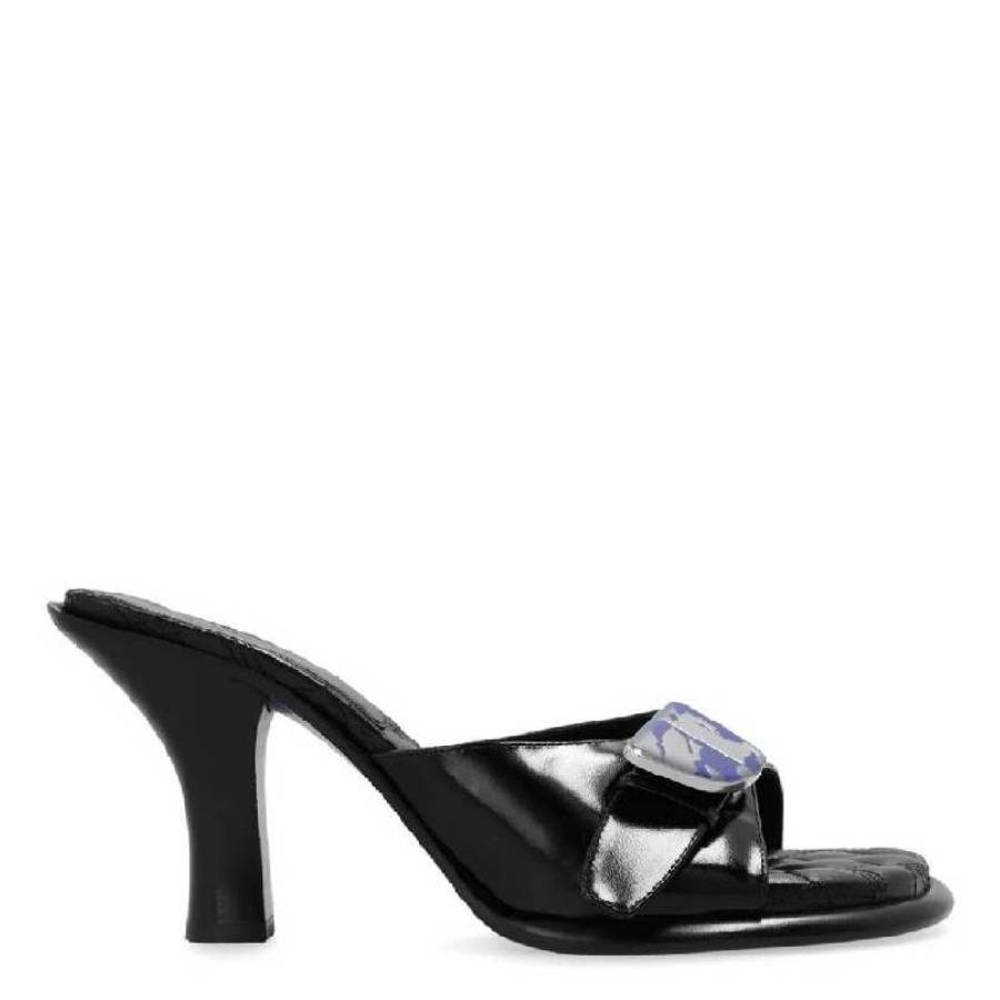 Burberry Equestrian Knight Bay Кожаные сандалии, черный