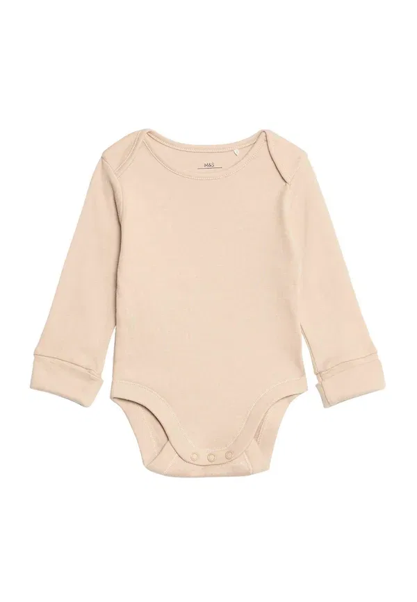 Комплект из 5 боди с длинным рукавом Marks & Spencer, нейтральный — фото 3