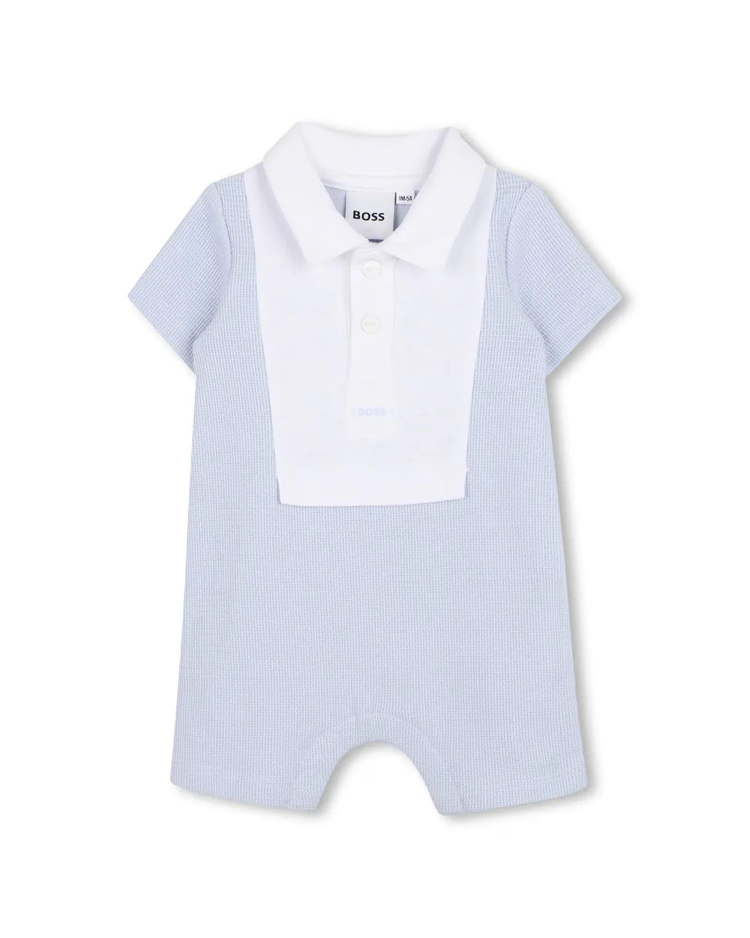 Короткий рукав комбинезон для мальчика с геометрическим узором из хлопка BOSS Kidswear, Natural