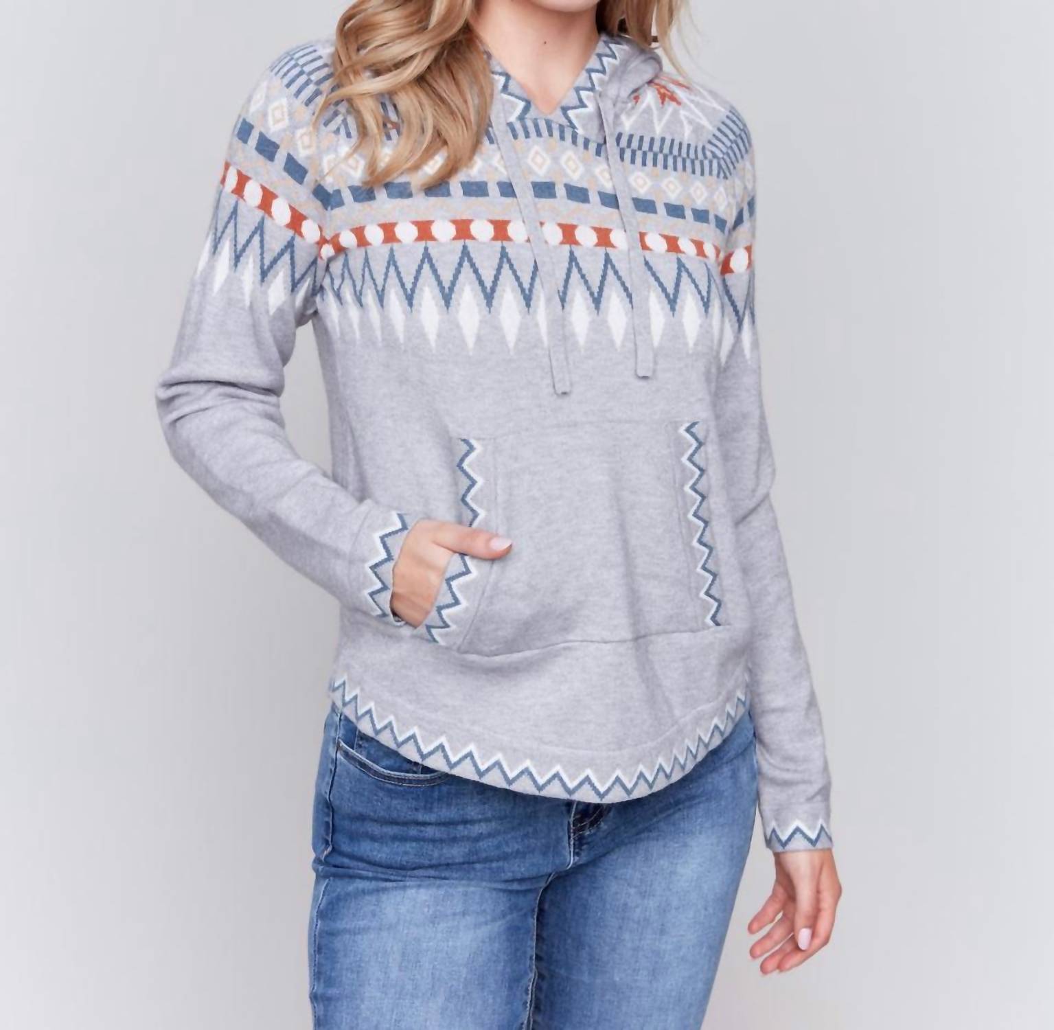 

Лыжный свитер с капюшоном Plush Knit в сером цвете Multi CHARLIE B