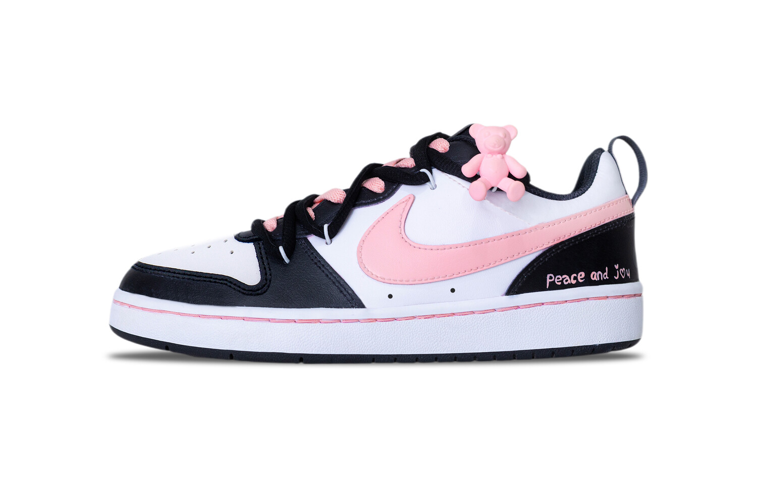 

Кроссовки Nike Court Borough Skateboarding Shoes Women's Low-top White, черный/розовый