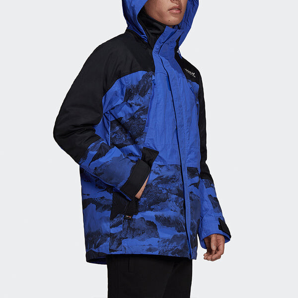 Пуховик adidas originals Colorblock Printing Sports hooded down Jacket Blue, мультиколор — фото 4