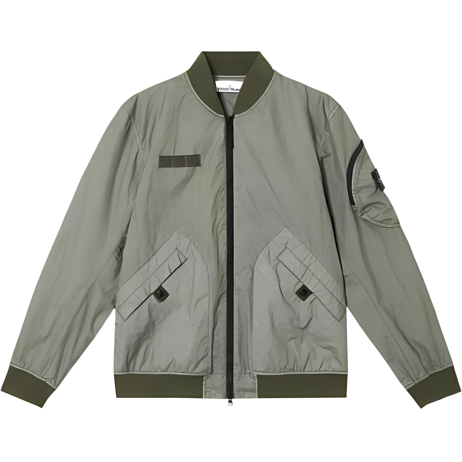 

STONE ISLAND Куртка-бомбер на молнии с нашивкой с логотипом, Green