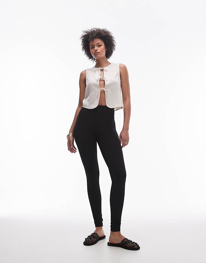 

Черные леггинсы с завышенной талией Topshop Tall
