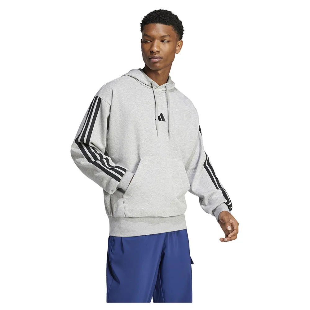 Худи adidas Essentials 3 Stripes French Terry, серый — фото 4