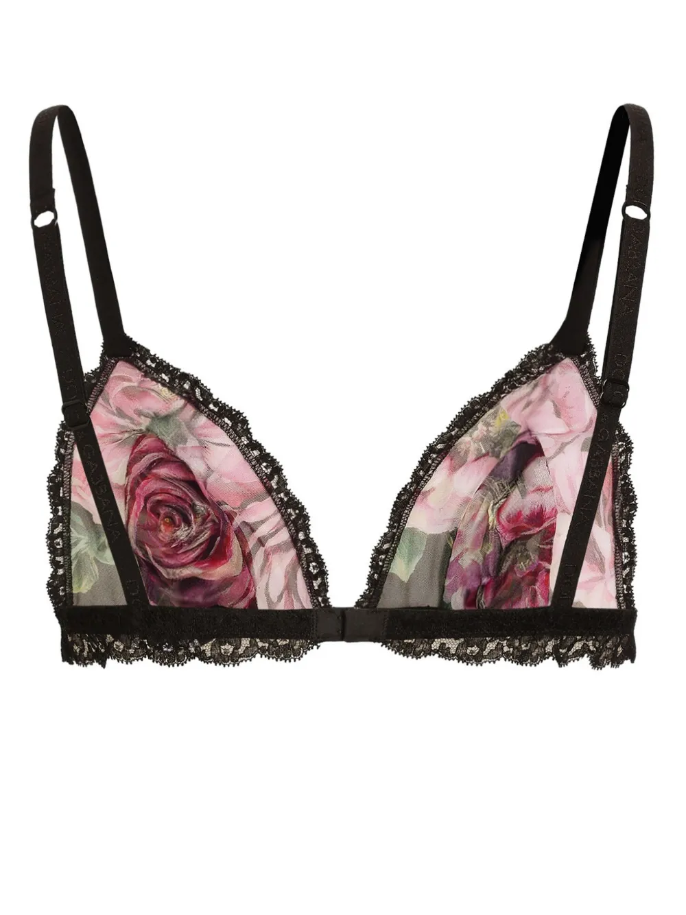 Бюстгальтер с цветочным принтом Dolce & Gabbana, черный — фото 2