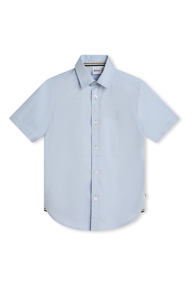 

Хлопковая рубашка с короткими рукавами Boss Kidswear, синий