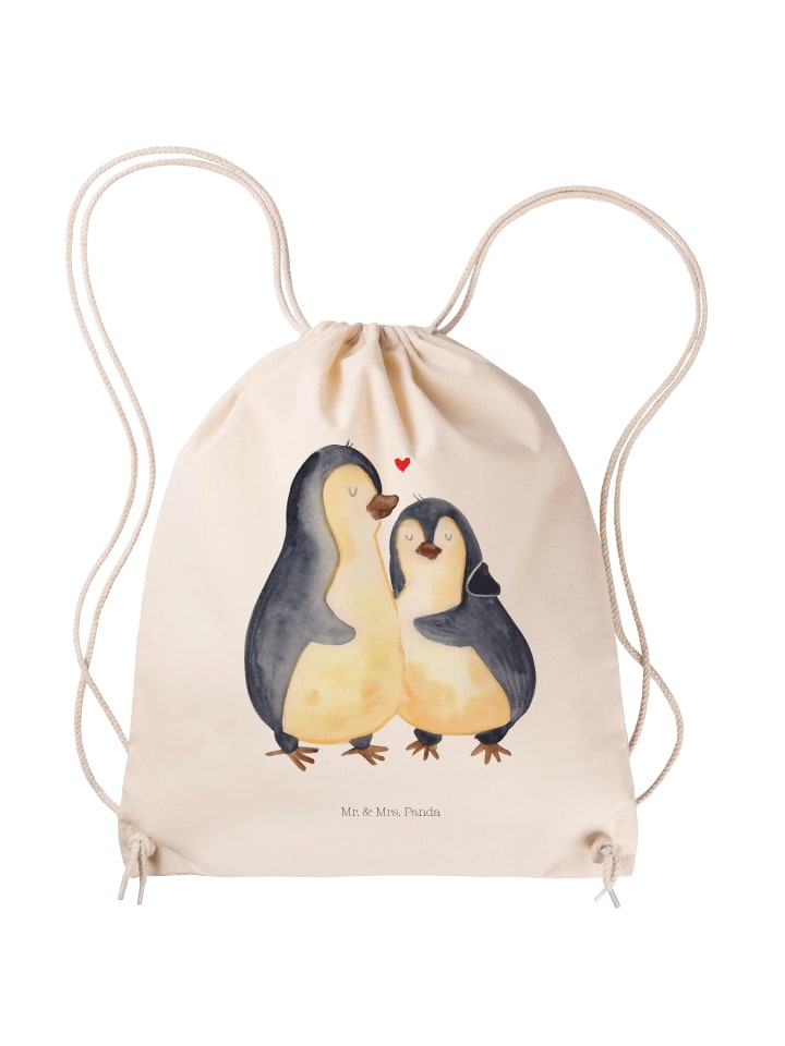 

Mr. & Mrs. Panda Джутовая сумка, пингвин обнимает, ничего не говорит, кремового цвета