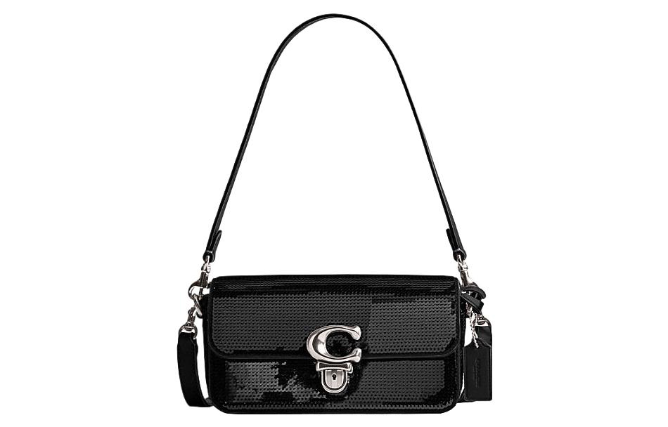 

Сумка-багет из коровьей кожи, женская черная одноплечевая сумка COACH