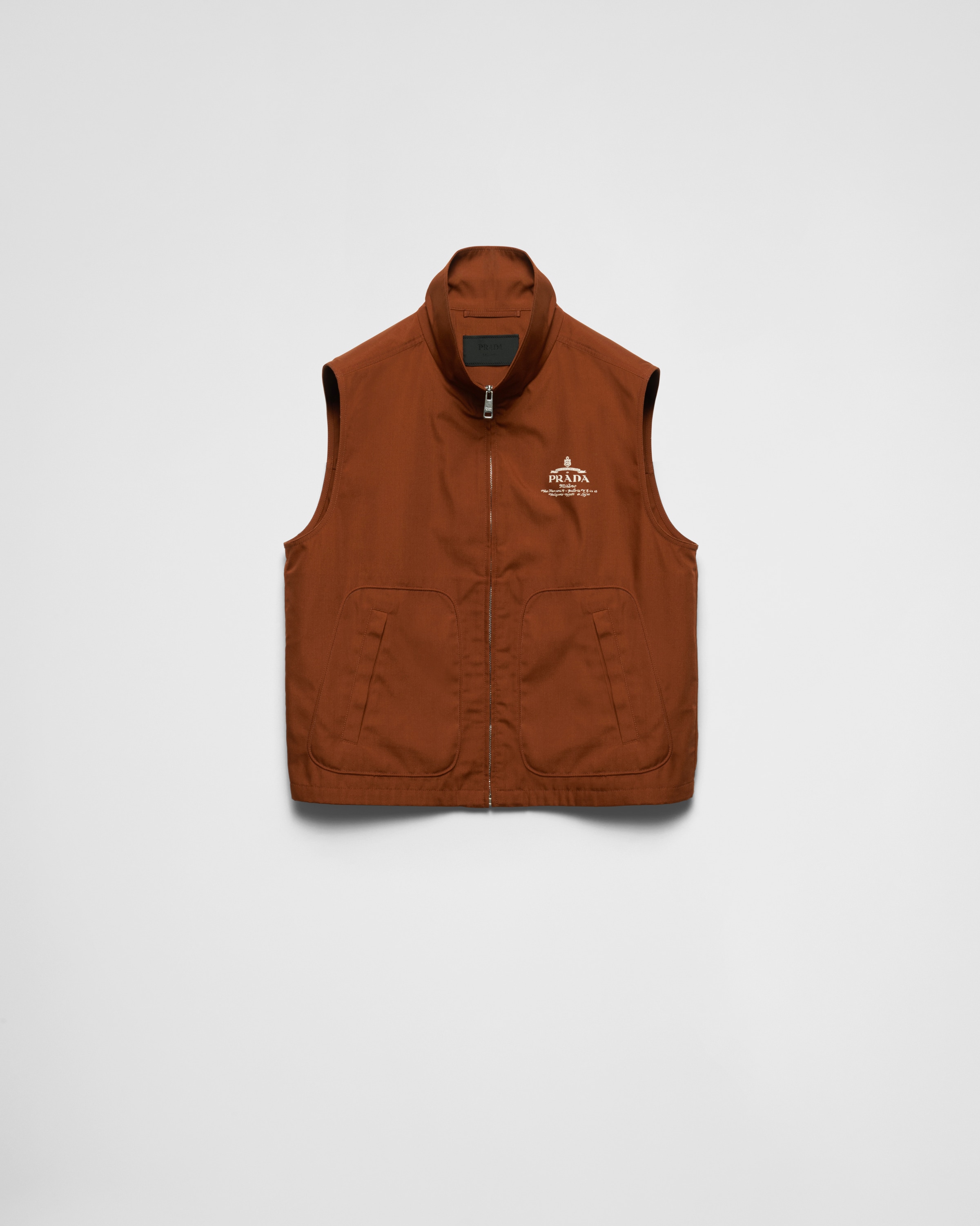 

Жилет из хлопкового смесового материала Prada, табачный