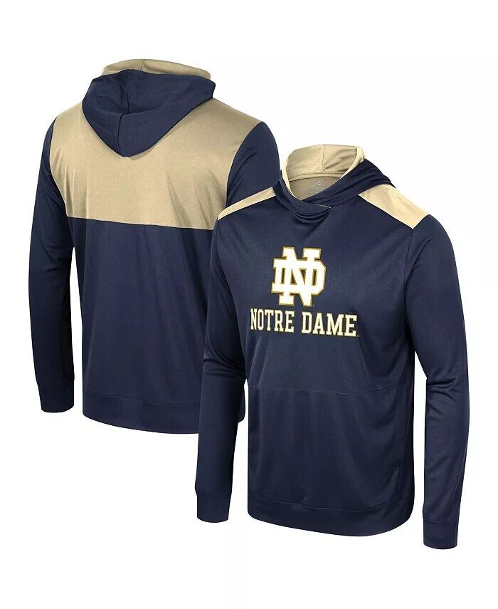 

Мужская темно-синяя футболка Notre Dame Fighting Irish Warm Up с длинным рукавом и капюшоном Colosseum