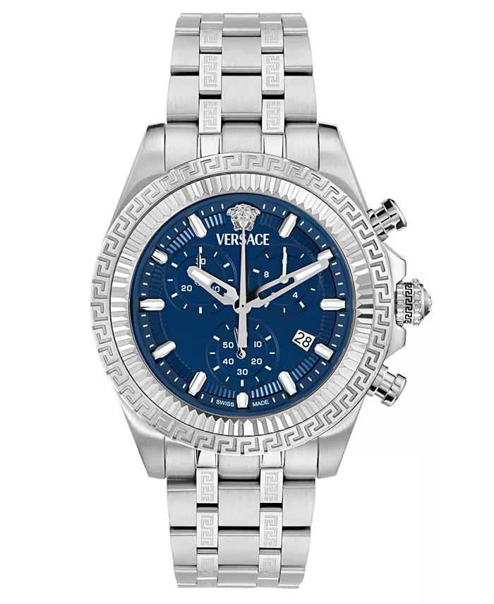 

Мужские швейцарские хронограф Fornax на стальном браслете 43 мм Versace