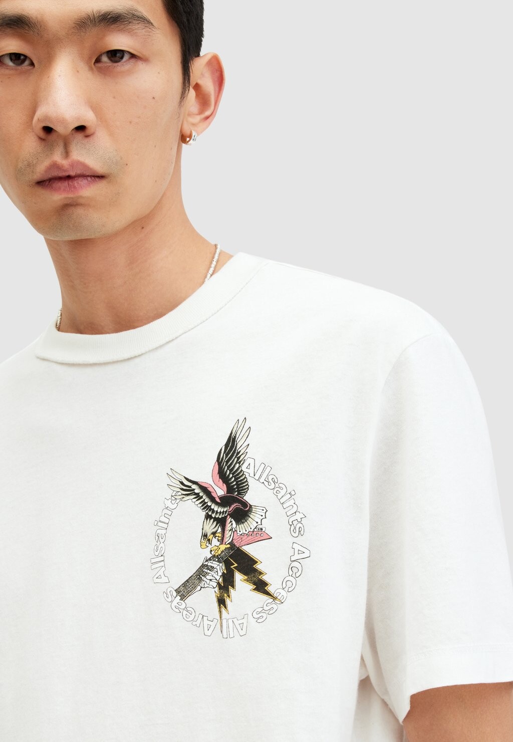 

Принт на футболке FRET SS AllSaints, белый