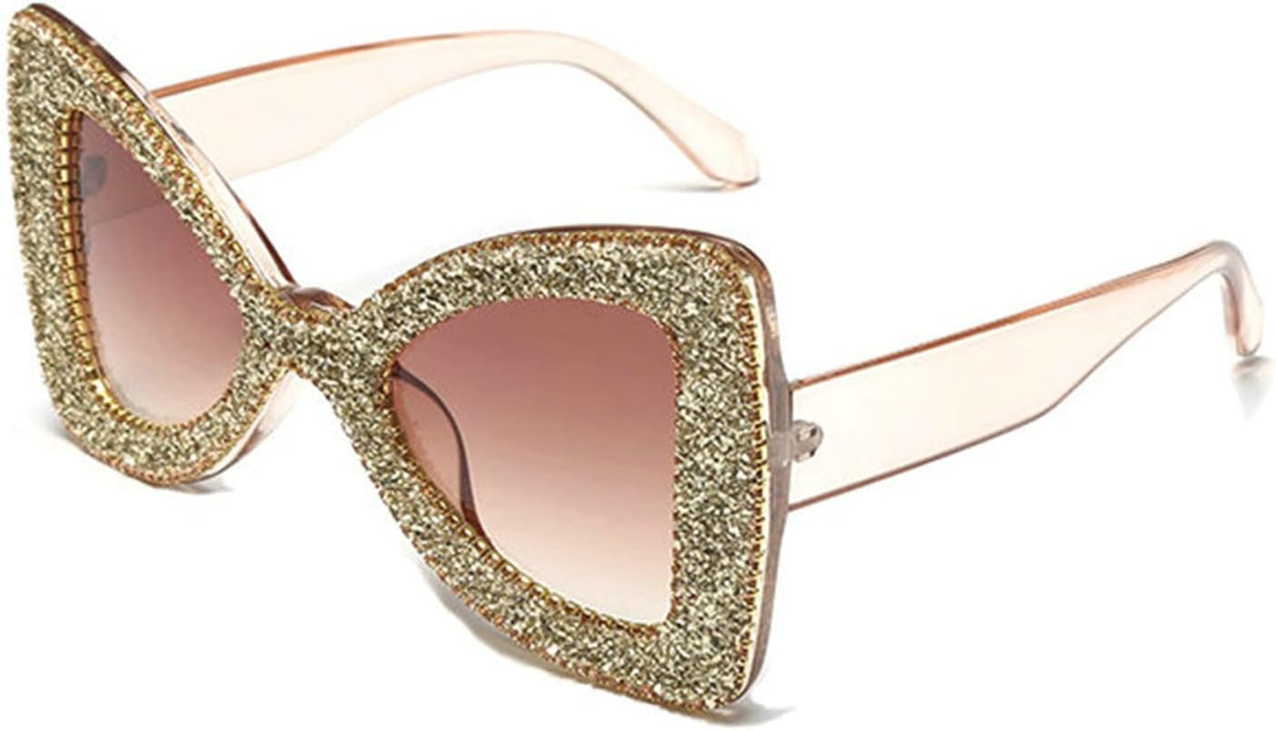 

Солнцезащитные очки COTIA Oversized Butterfly для женщин, солнцезащитные очки с бриллиантами, стразами и блестками для мужчин, роскошные очки с защитой от УФ-излучения UV400, Champagne