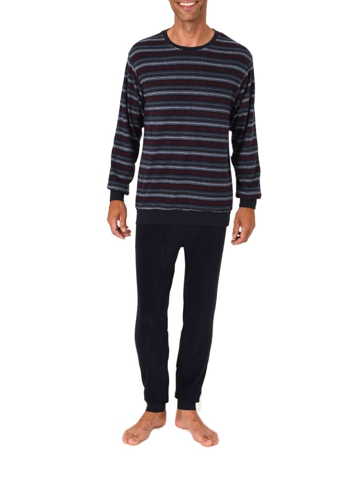 

NORMANN Пижама из махровой ткани с длинными рукавами и манжетами красного цвета