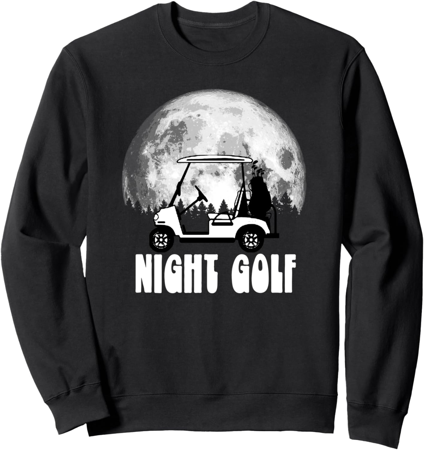 

Забавная толстовка с винтажным ретро-принтом «Ночной гольф-кар» в стиле 80-х, с изображением луны и гольфиста The Robot Ranger - Fun Apparel & Gifts, черный