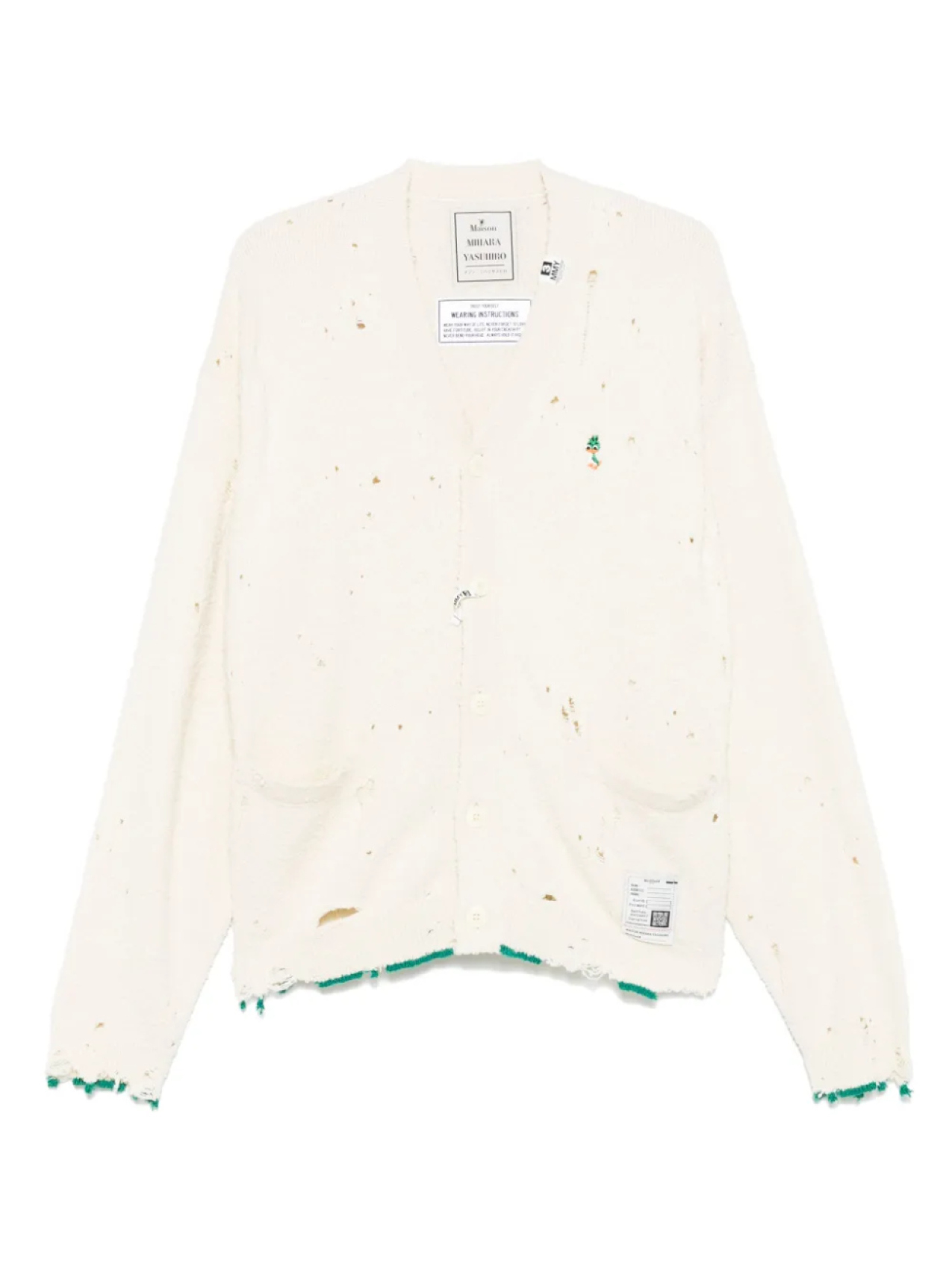 

Кардиган Maison MIHARA YASUHIRO с потертостями, белый