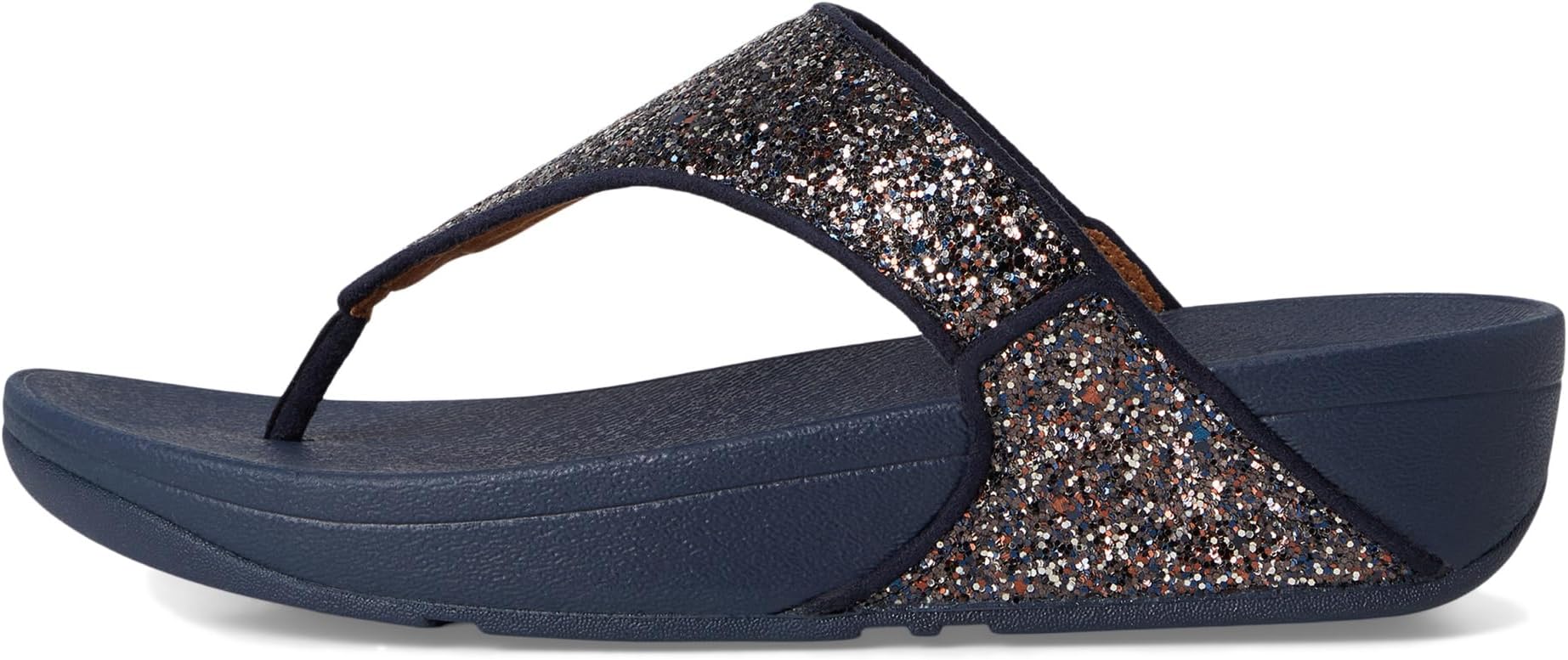 Сандалии FitFlop Lulu Multi-Tonal Glitter Toe-Post Sandals, цвет Midnight Navy Mix — фото 4