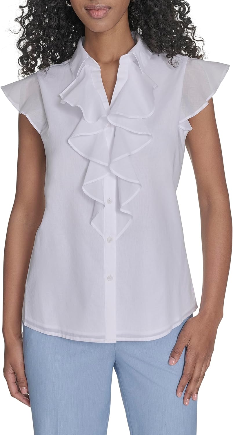 

Женская блузка без рукавов с V-образным вырезом Calvin Klein, White