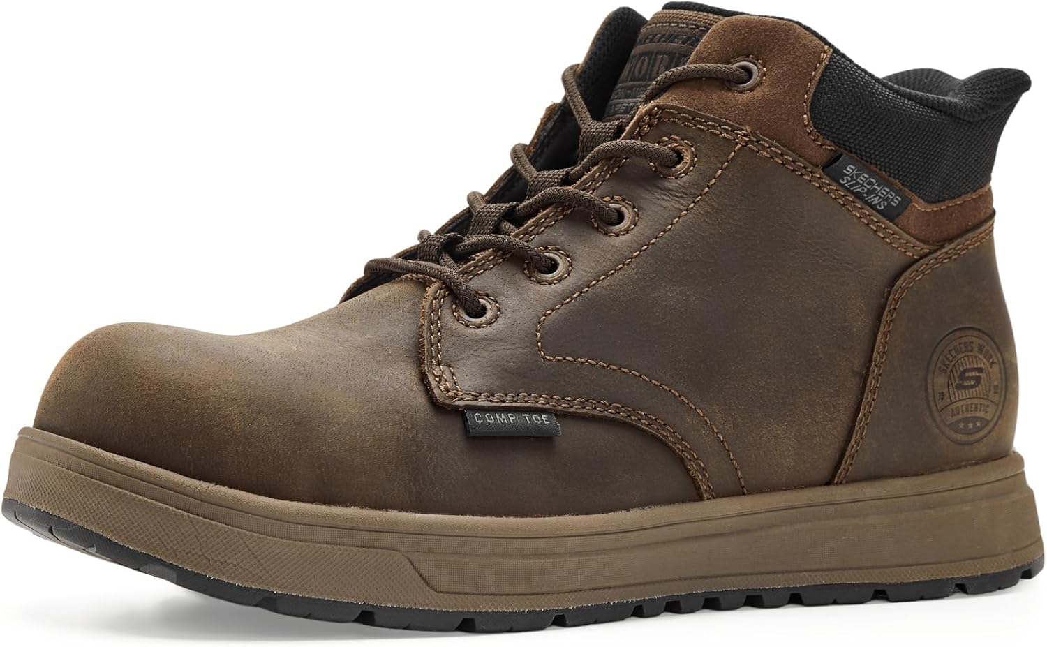 

Мужские кроссовки Skechers Safety Cupsole Slip-On без застежек, коричневый