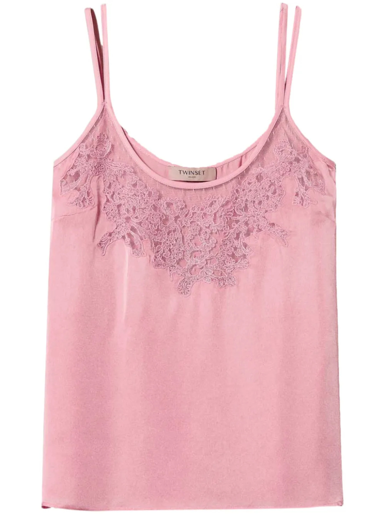

TWINSET атласный топ с вышивкой, розовый