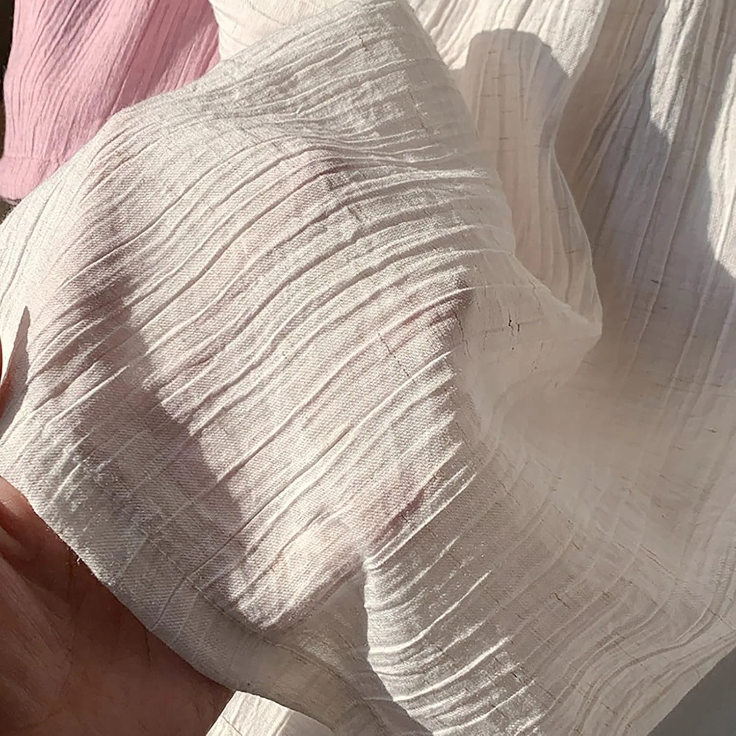 Детские шорты хлопковые льняные с высокой талией, White — фото 4