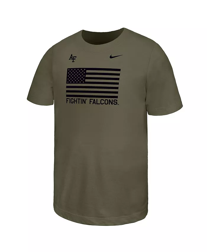 

Большие мальчики и девочки оливковый Air Force Falcons APLS Fighting Falcon коллекция базовая футболка Nike