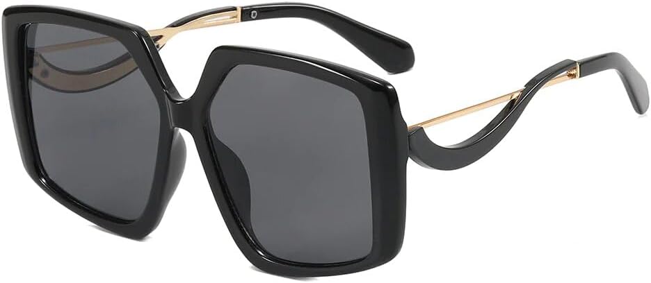 

Квадратные солнцезащитные очки Zuna Oversized UV400 в винтажном классическом стиле от Wanda для женщин – поляризованные очки в поликарбонатной оправе Zuna Brand, Black