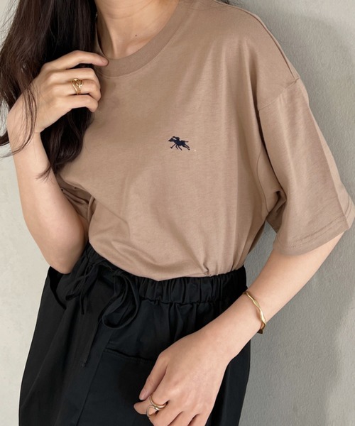 

POLO CHAMPS Футболка поло с коротким рукавом и круглым вырезом, с вышивкой, Champs, бежевый