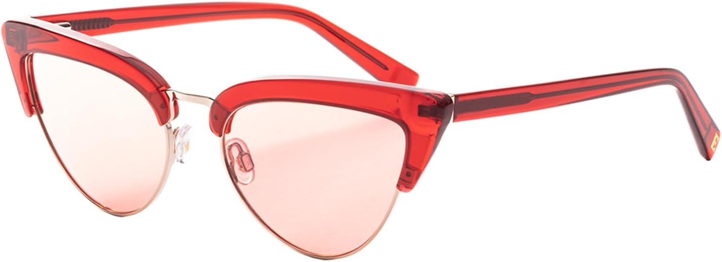 

Солнцезащитные очки Elton John Doo Wop, маленькие, женские, поляризованные, в форме «кошачий глаз», из ацетата, в полной оправе, дизайнерские, 54 мм, Ruby Red Crystal Silver